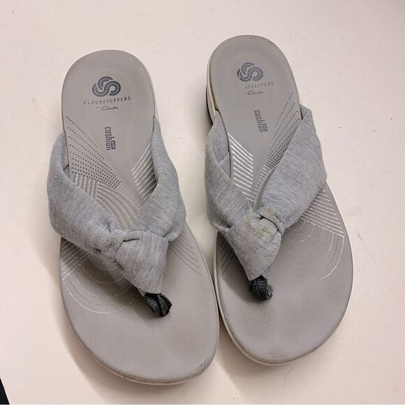 Clarks cloudsteppers comfort slip on flip flop sandals gray size 6 - Picture 1 of 5